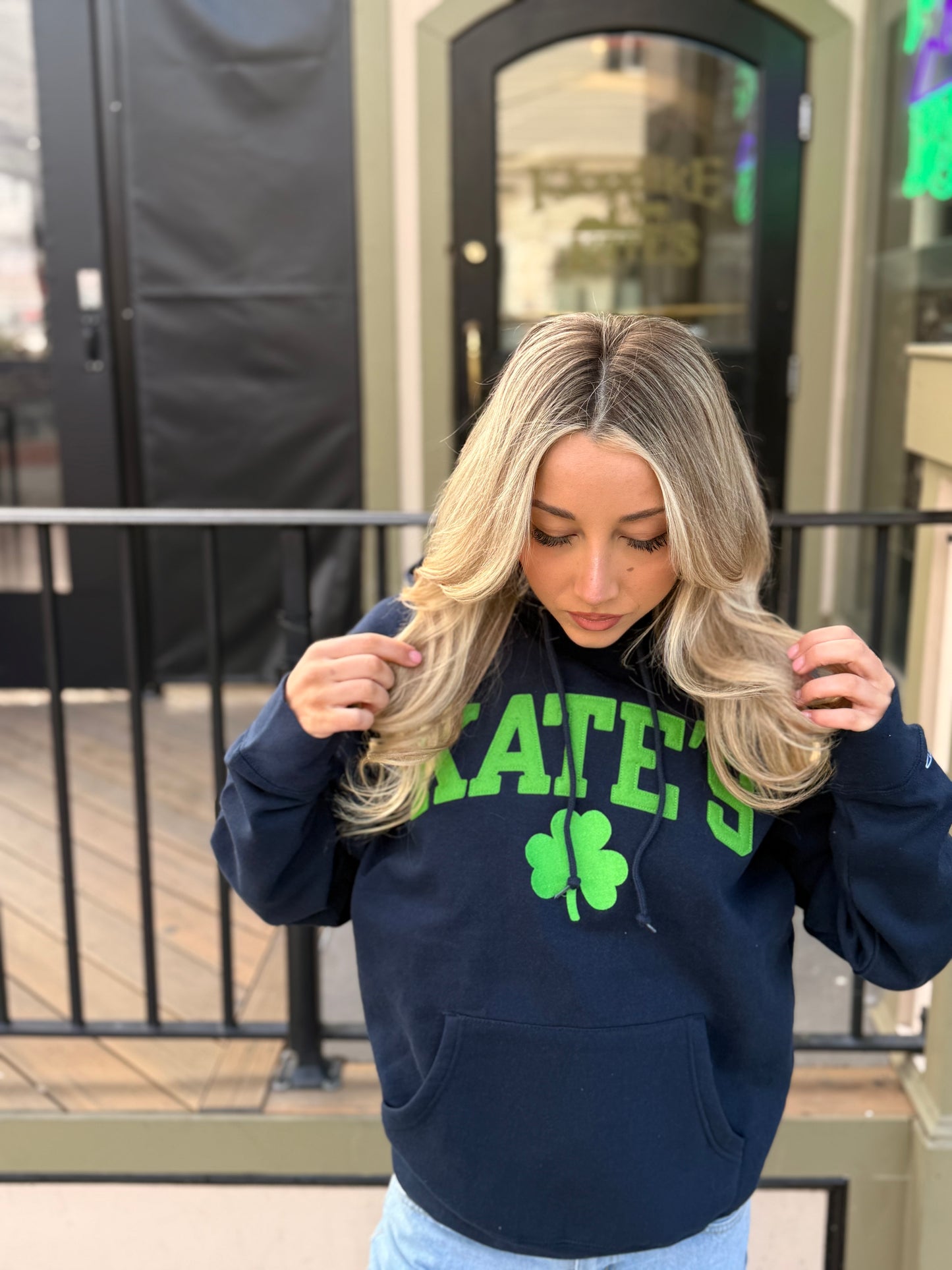 Embroidered Navy St. Patty’s Hoodie